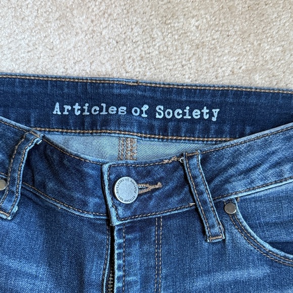 Articles Of Society Dark Blue Distressed Skinny Jeans - Picture 2 of 6